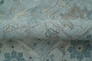 Traditional Turkish Design Blue And Beige 10x14 Hand Knotted Wool Area Rug