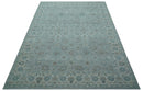 Traditional Turkish Design Blue And Beige 10x14 Hand Knotted Wool Area Rug