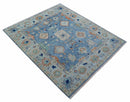 Traditional Turkish Design Blue And Beige 8x10 Hand knotted Wool Area Rug