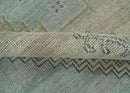 Traditional Medallion Design Blue and Beige Hand Knotted Wool Rug Custom Made