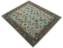 Traditional Turkish Knot Fine Blue And Rust Hand knotted Wool Area Rug