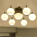 DecorBites™ Semi Mount Bubble Shade Living Room Ceiling Light - Traditional White Glass with 5/7 Lights - Black