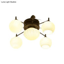 DecorBites™ Semi Mount Bubble Shade Living Room Ceiling Light - Traditional White Glass with 5/7 Lights - Black