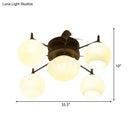 DecorBites™ Semi Mount Bubble Shade Living Room Ceiling Light - Traditional White Glass with 5/7 Lights - Black