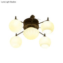 DecorBites™ Semi Mount Bubble Shade Living Room Ceiling Light - Traditional White Glass with 5/7 Lights - Black