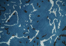 Transitional 7x10 Ivory, Blue and Black Modern Abstract Hand knotted Wool Area Rug