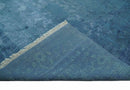 Transitional 8x11 Ivory and Blue Modern Abstract Hand knotted Wool and Art Silk Area Rug