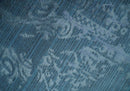 Transitional 8x11 Ivory and Blue Modern Abstract Hand knotted Wool and Art Silk Area Rug