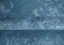 Transitional 8x11 Ivory and Blue Modern Abstract Hand knotted Wool and Art Silk Area Rug