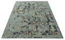 Transitional 9x12 Hand Knotted Silver, Charcoal and Beige Wool Area Rug