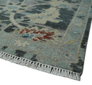 Transitional 9x12 Hand Knotted Silver, Charcoal and Beige Wool Area Rug