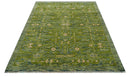 Transitional Design Green And Blue Hand Knotted Custom Made Wool Rug