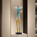 Translucent blue & yellow elephant floor decoration living room sculpture