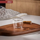 Transparent glass espresso measuring cup with wood handle kitchen cup