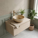 Traonyx Travertine Round Vessel Sink - 16"x16"x6" - Honed