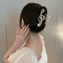 Treble Clef Hair Clip Sparkling Rhinestone Metal Gold Tone Butterfly Barrette for Music Lovers Formal Concert Wear