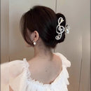 Treble Clef Hair Clip Sparkling Rhinestone Metal Gold Tone Butterfly Barrette for Music Lovers Formal Concert Wear