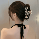 Treble Clef Hair Clip Sparkling Rhinestone Metal Gold Tone Butterfly Barrette for Music Lovers Formal Concert Wear