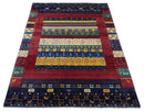 Tree 5x7 Multicolor Red and Blue Hand Knotted Wool Hand Made Lori Rug