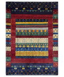 Tree 5x7 Multicolor Red and Blue Hand Knotted Wool Hand Made Lori Rug