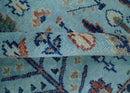 Tree of Life Hand Knotted Blue and Rust Oushak Custom Made Wool Rug