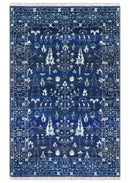 Tree of life Blue Traditional Style Hand knotted 5x8 Wool Area Rug
