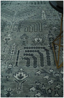 Tree of life Gray, Charcoal and Ivory Hand knotted Traditional Floral 9x12 wool Area Rug