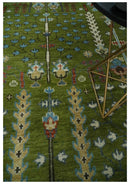 Tree of life Green and Rust Traditional Hand knotted 8x10 wool Area Rug