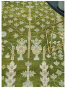 Tree of life Green and Silver Hand Knotted Traditional Floral 8x10 wool rug