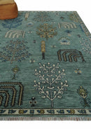 Tree of Life Green Traditional Hand Knotted Turkish Design 8x10 Wool Area Rug