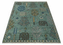 Tree of Life Green Traditional Hand Knotted Turkish Design 8x10 Wool Area Rug
