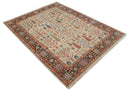 Tree of Life Hand Knotted 8x10 Beige, Brown and Rust Traditional Oushak Wool Rug