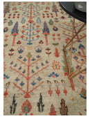 Tree of Life Hand Knotted 8x10 Beige, Brown and Rust Traditional Oushak Wool Rug