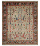 Tree of Life Hand Knotted 8x10 Beige, Brown and Rust Traditional Oushak Wool Rug