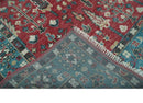 Tree of Life Hand Knotted 8x10 Maroon and Blue Traditional Wool area Rug