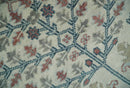 Tree of life Ivory, Teal, Olive and Brown Hand Knotted Traditional Oushak wool Area Rug