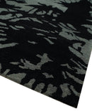 Tree of life leaf Art Gray and Black 5x6.6 Hand knotted wool Area Rug