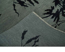 Tree of life leaf Art Gray and Black 5x6.6 Hand knotted wool Area Rug