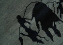 Tree of life leaf Art Gray and Black 5x6.6 Hand knotted wool Area Rug