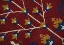 Tree of life Maroon, Blue and Gold Traditional Floral Hand Tufted Custom Made wool Area Rug