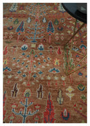 Tree of Life Rust and Brown Hand Knotted 8x10 Traditional Oushak Wool Rug