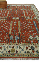 Tree of Life Rust and Ivory Traditional Hand Knotted Turkish Design Wool Area Rug