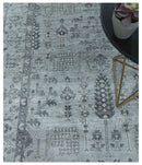 Tree of Life Silver And Gray 6x9 Hand Knotted Bamboo Silk Area Rug