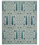 Tree of life Silver, Beige and Teal Traditional Floral Hand Tufted Custom Made wool Area Rug