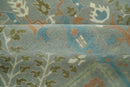 Tree of life Traditional Floral Gray, Beige, Green and Dark Peach Hand Tufted 8x10 wool Area Rug