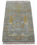 Tree of life Traditional Gray Hand Knotted 2X3 Wool Rug