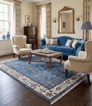 Tree of life Traditional Hand Knotted Blue and Ivory Multi Size Wool area Rug