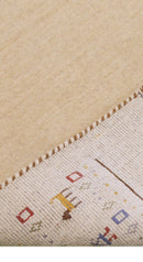 Tribal Border Ivory Design Hand Loomed Wool Area Rug