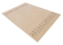 Tribal Border Ivory Design Hand Loomed Wool Area Rug