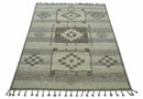 Tribal Custom Made Contemporary Beige Hand knotted Wool Area Rug